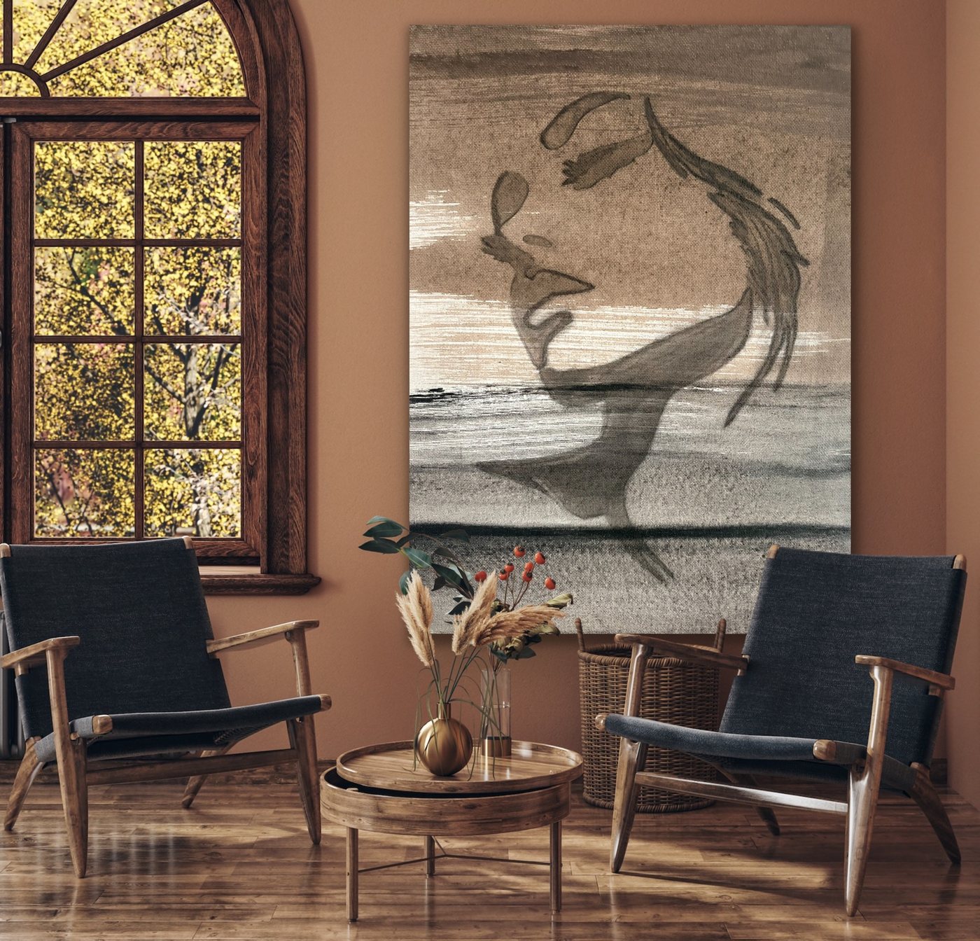Custom figural original commissioned for a client's reading room